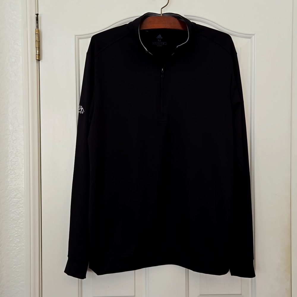 Adidas Performance Golf Quarter Zip Pullover Black Men’s Medium Tonto Verde Logo